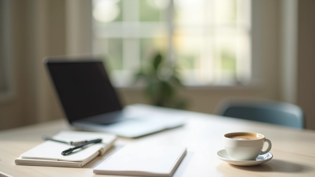 Espace de travail moderne avec ordinateur portable et café