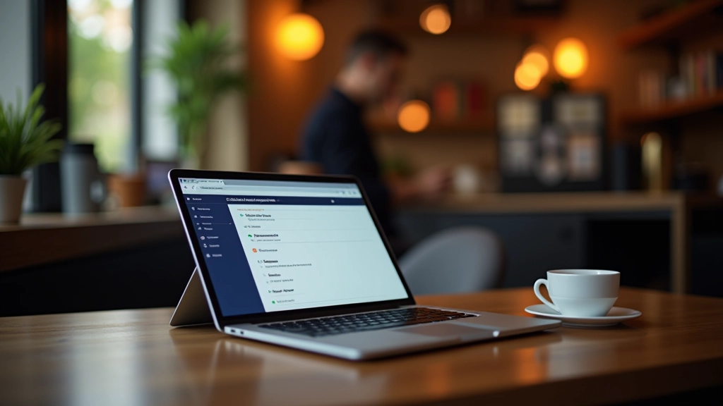 Ordinateur portable avec liste de tâches sur l'écran, café à côté, bureau de travail lumineux