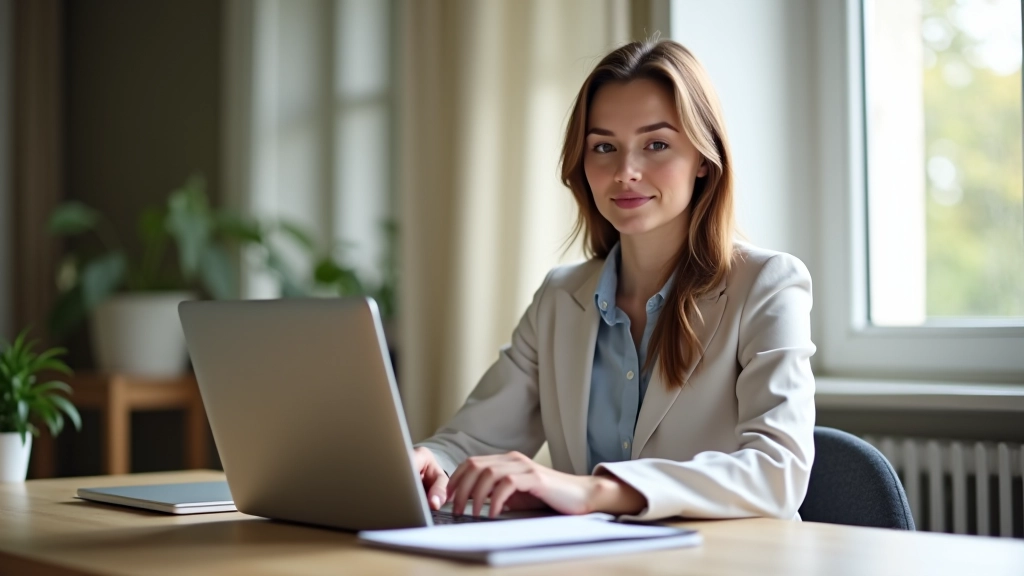 Personne travaillant sur un ordinateur portable dans un environnement de bureau moderne